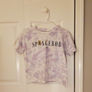 Cropped Tie-Dye SpongeBob Shirt